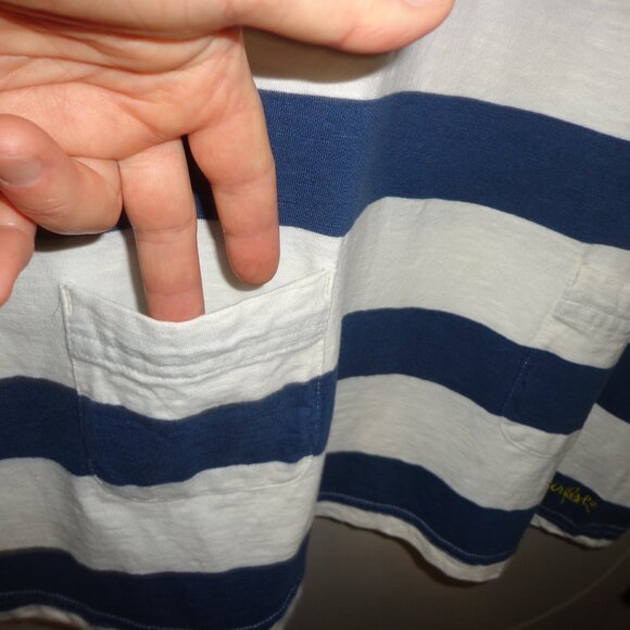 NWOT wf Weird Fish Wear The Weekend Scoop Neck Top 12 Stripes Blue/Wht Long Roll - Picture 6 of 12